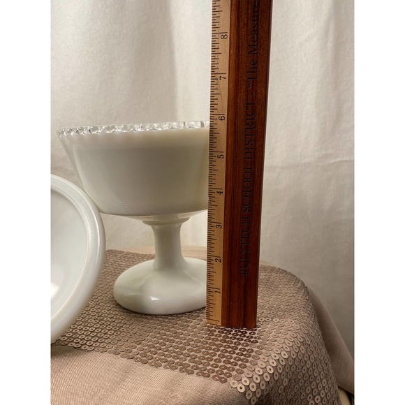 Vintage Fenton Silvercrest Ruffled Edge Milk Glass Footed Pedestal Candy Dish - Picture 9 of 15